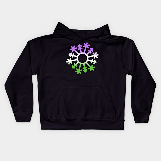 Gender Snowflake - Genderqueer Flag Colors - No Text Kids Hoodie by GenderConcepts